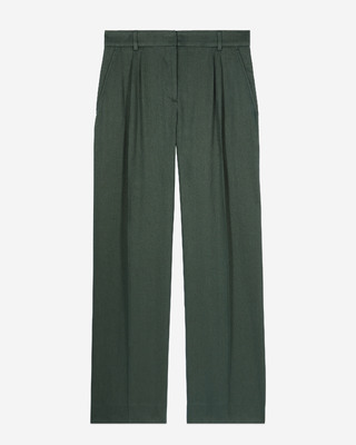 Pantalon tailleur en soie vert