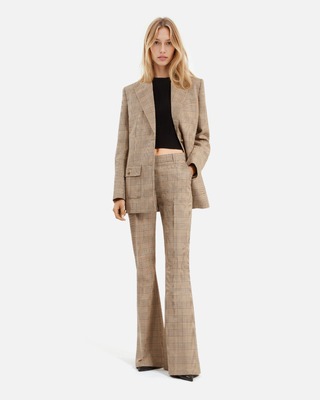 Pantalon flare en laine Prince de Galles
