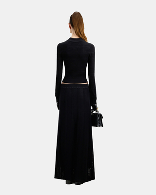 Polo en maille ajourée noir