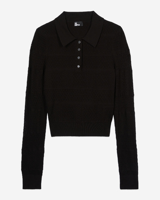 Polo en maille ajourée noir