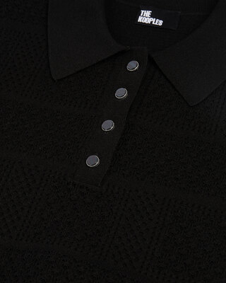 Polo en maille ajourée noir