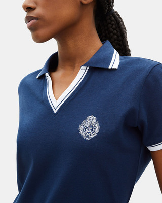 Polo col V bleu