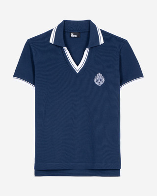 Polo col V bleu