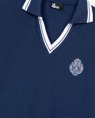 Polo col V bleu