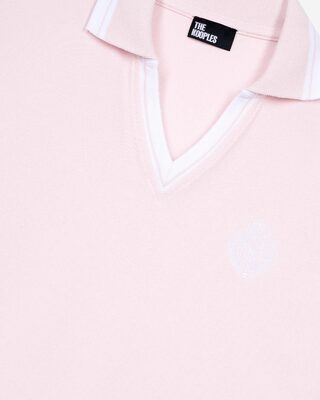 Polo col V rose pâle