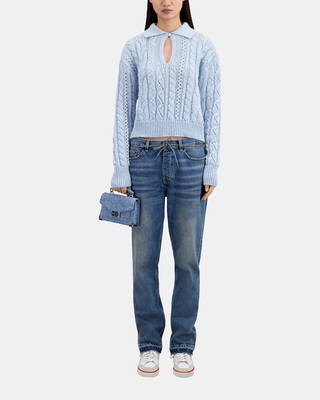 Pull en laine mélangée bleu ciel