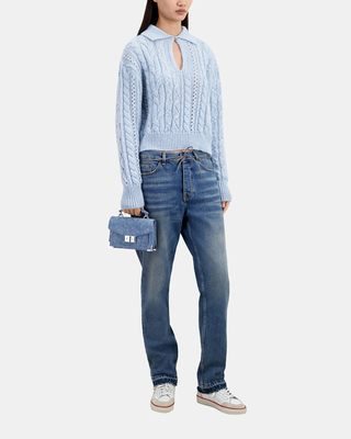 Pull en laine mélangée bleu ciel