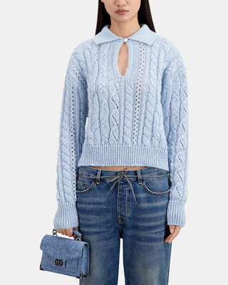 Pull en laine mélangée bleu ciel