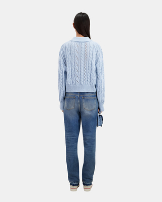 Pull en laine mélangée bleu ciel