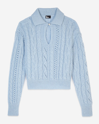 Pull en laine mélangée bleu ciel