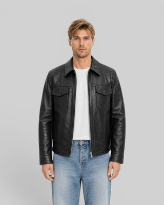Blouson en cuir noir