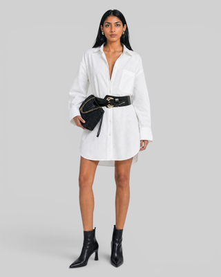 Robe chemise courte en coton blanche