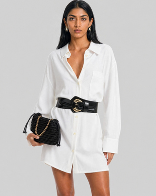 Robe chemise courte en coton blanche