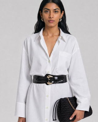 Robe chemise courte en coton blanche