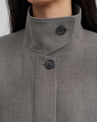 Blouson en laine m&eacute;lang&eacute;e beige