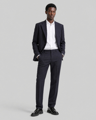Pantalon de costume en laine droit marine