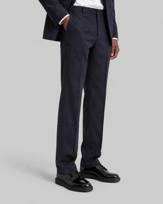 Pantalon de costume en laine droit marine