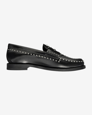 Mocassins &agrave; studs en cuir noirs