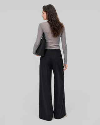 Top en laine m&eacute;lang&eacute;e gris anthracite