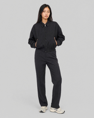 Blouson en laine m&eacute;lang&eacute;e noir