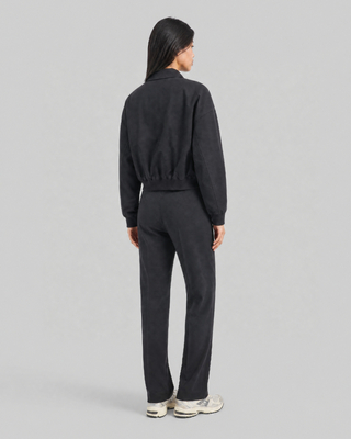 Blouson en laine m&eacute;lang&eacute;e noir