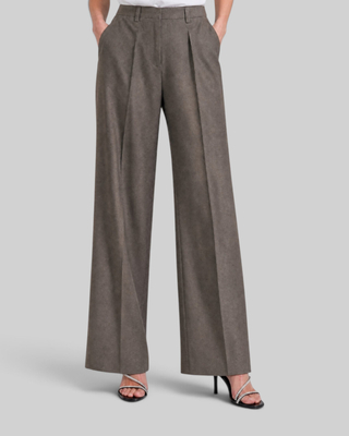 Pantalon de tailleur large en laine beige