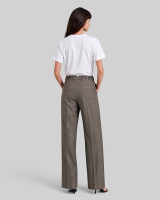 Pantalon de tailleur large en laine beige