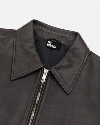 Blouson zipp&eacute; en cuir marron