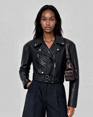 Blouson en cuir noir
