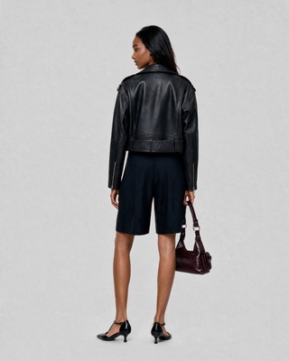Blouson en cuir noir