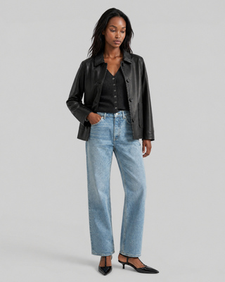 Blouson en cuir noir