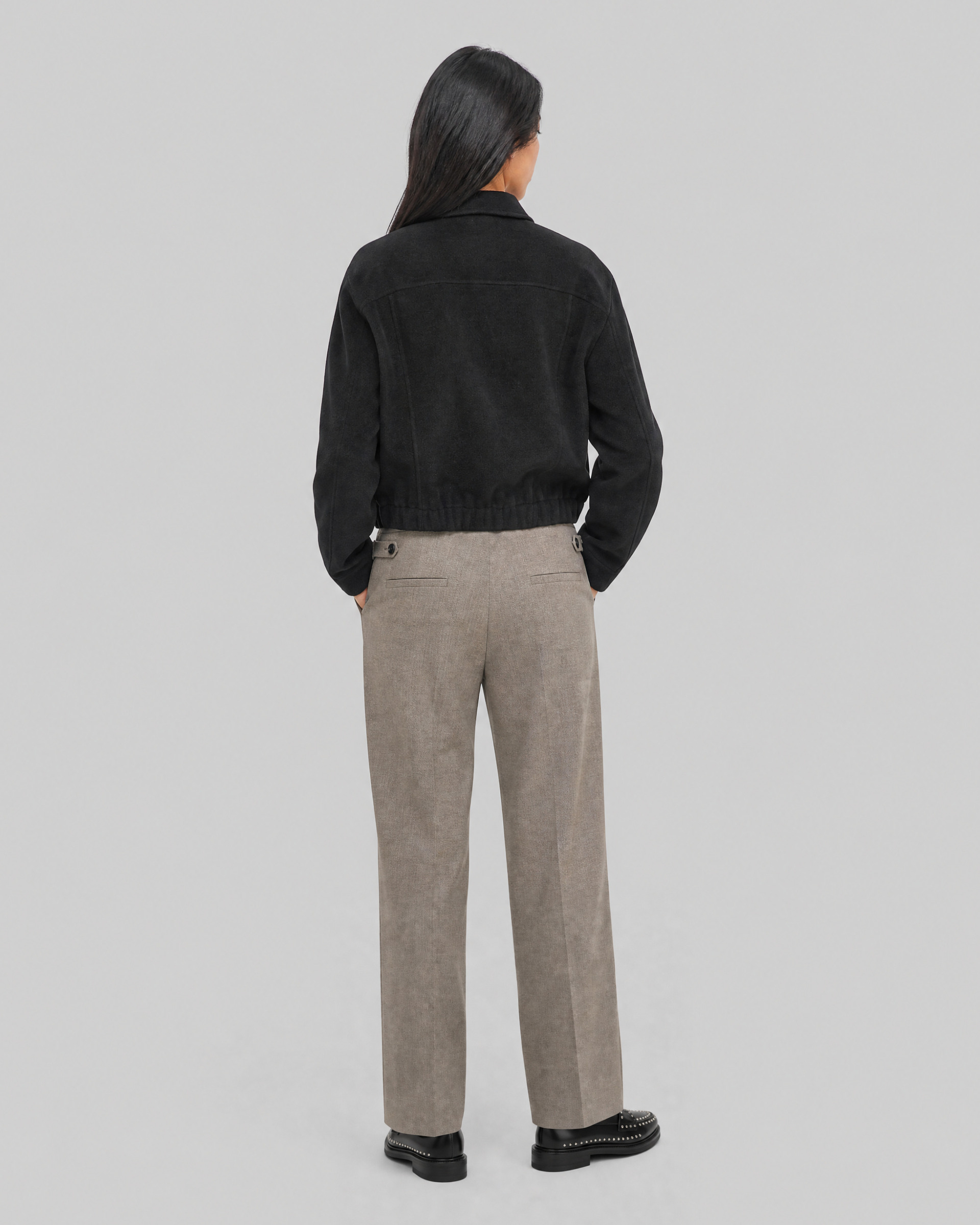 Blouson en laine mélangée noir