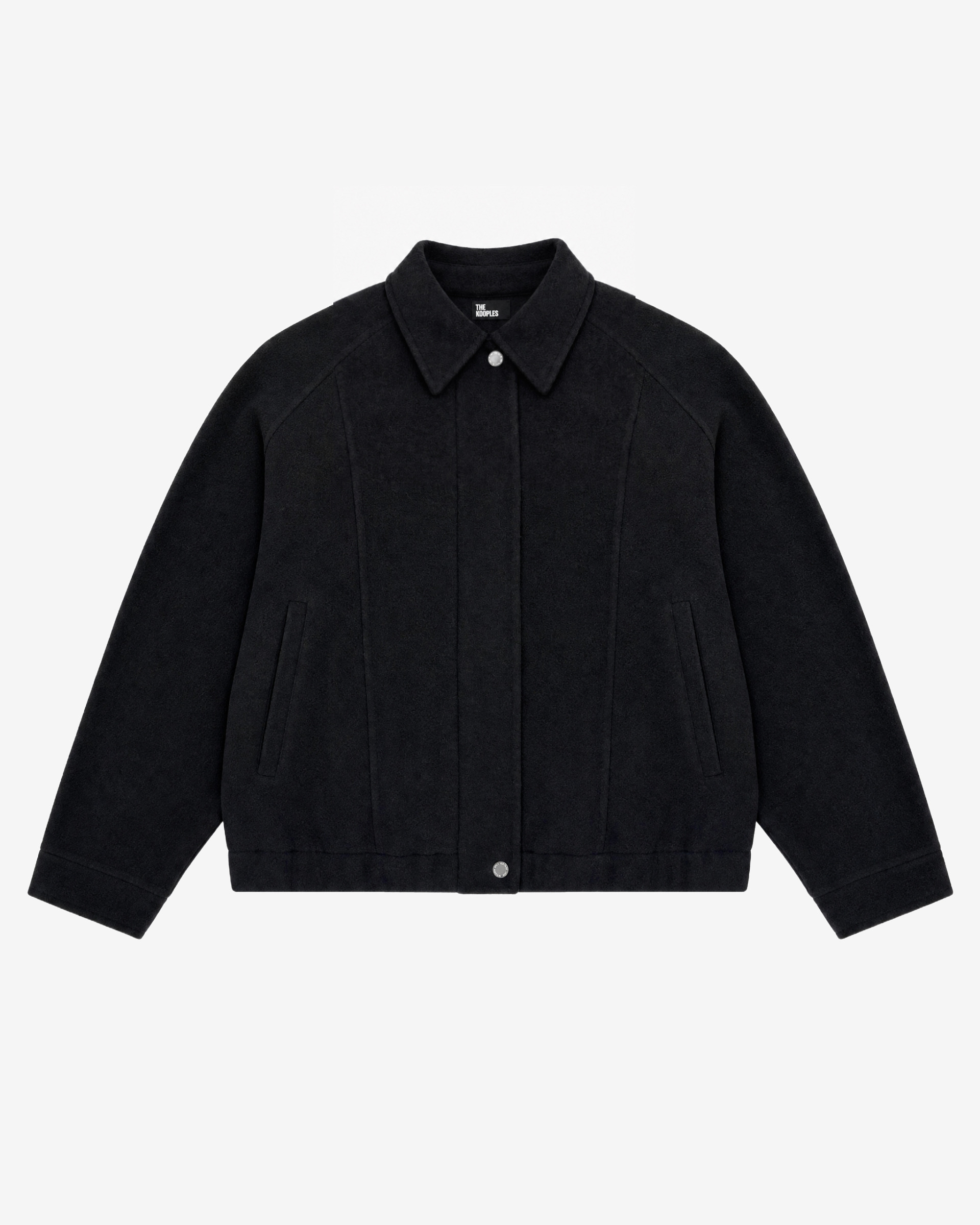 Blouson en laine mélangée noir