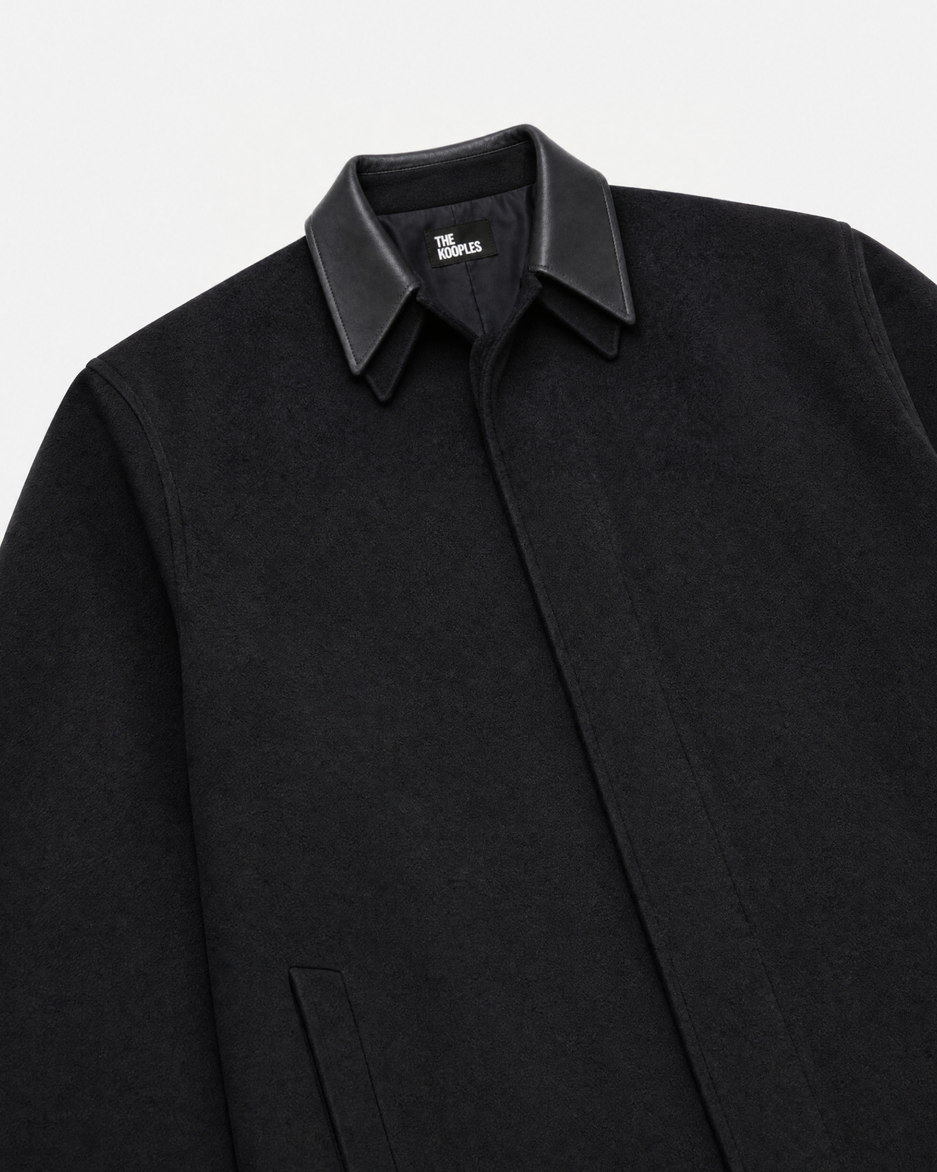 Manteau col cuir noir