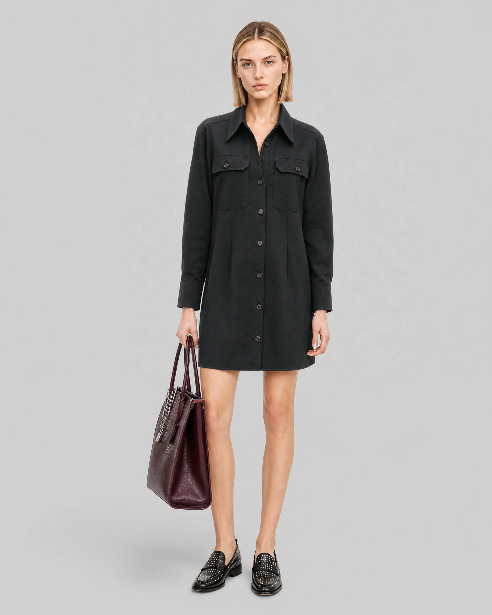 Robe courte en laine mélangée noire
