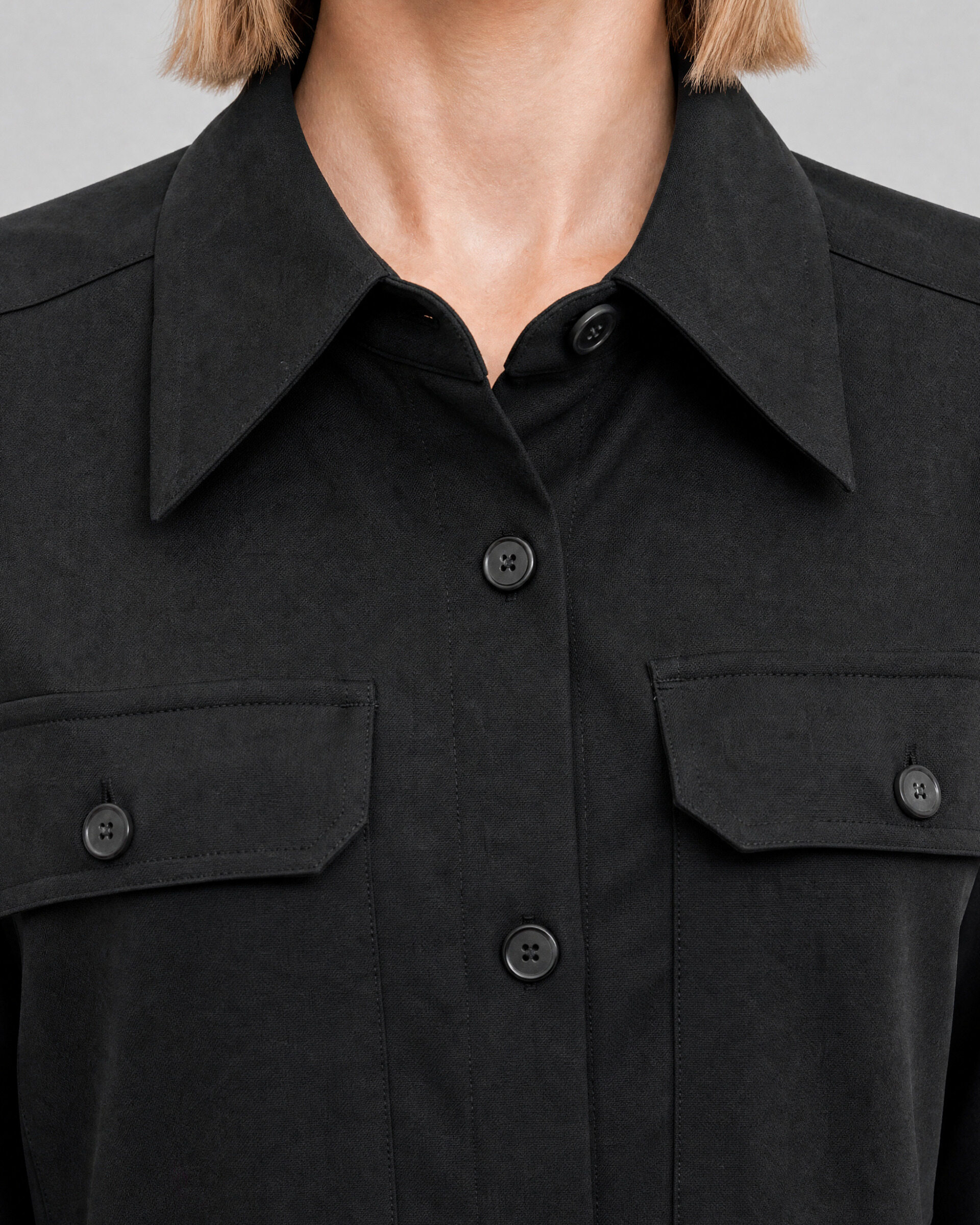 Robe courte en laine mélangée noire
