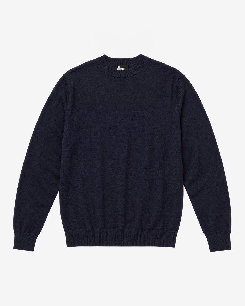 Pull col rond en laine m&eacute;rinos marine
