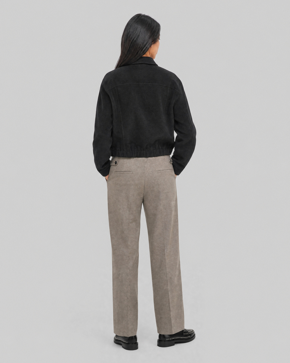 Blouson en laine m&eacute;lang&eacute;e noir