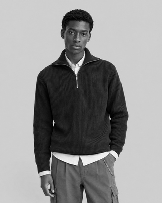Pull col camionneur en laine marine