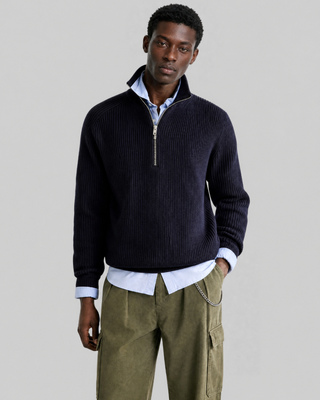 Pull col camionneur en laine marine