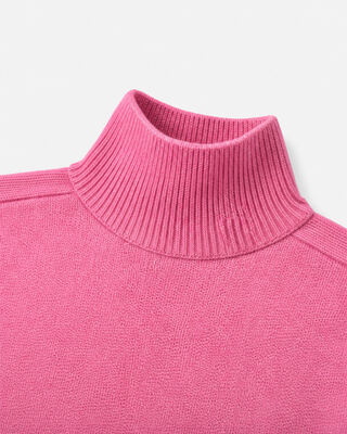Pull col montant en laine m&eacute;rinos rose