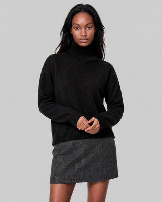 Pull col montant en laine noir