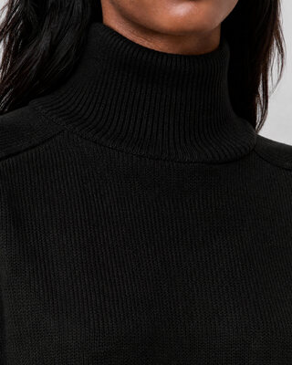Pull col montant en laine noir