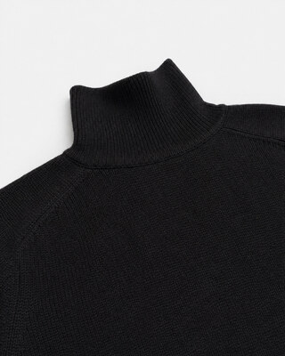 Pull col montant en laine noir