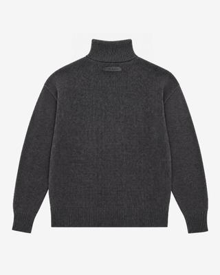 Pull col roul&eacute; en laine M&eacute;rinos gris