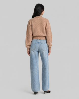 Cardigan en mohair m&eacute;lang&eacute; beige