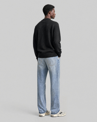 Pull col rond en laine noir