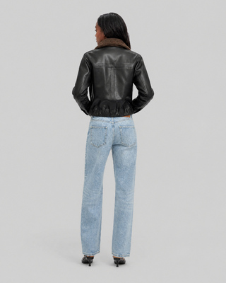 Blouson en fausse fourrue reversible kaki et noir