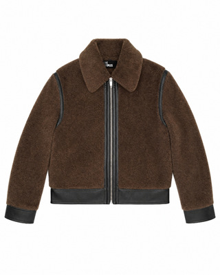 Blouson en fausse fourrue reversible kaki et noir