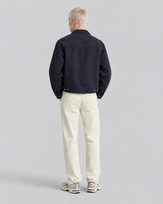 Blouson en laine double face marine